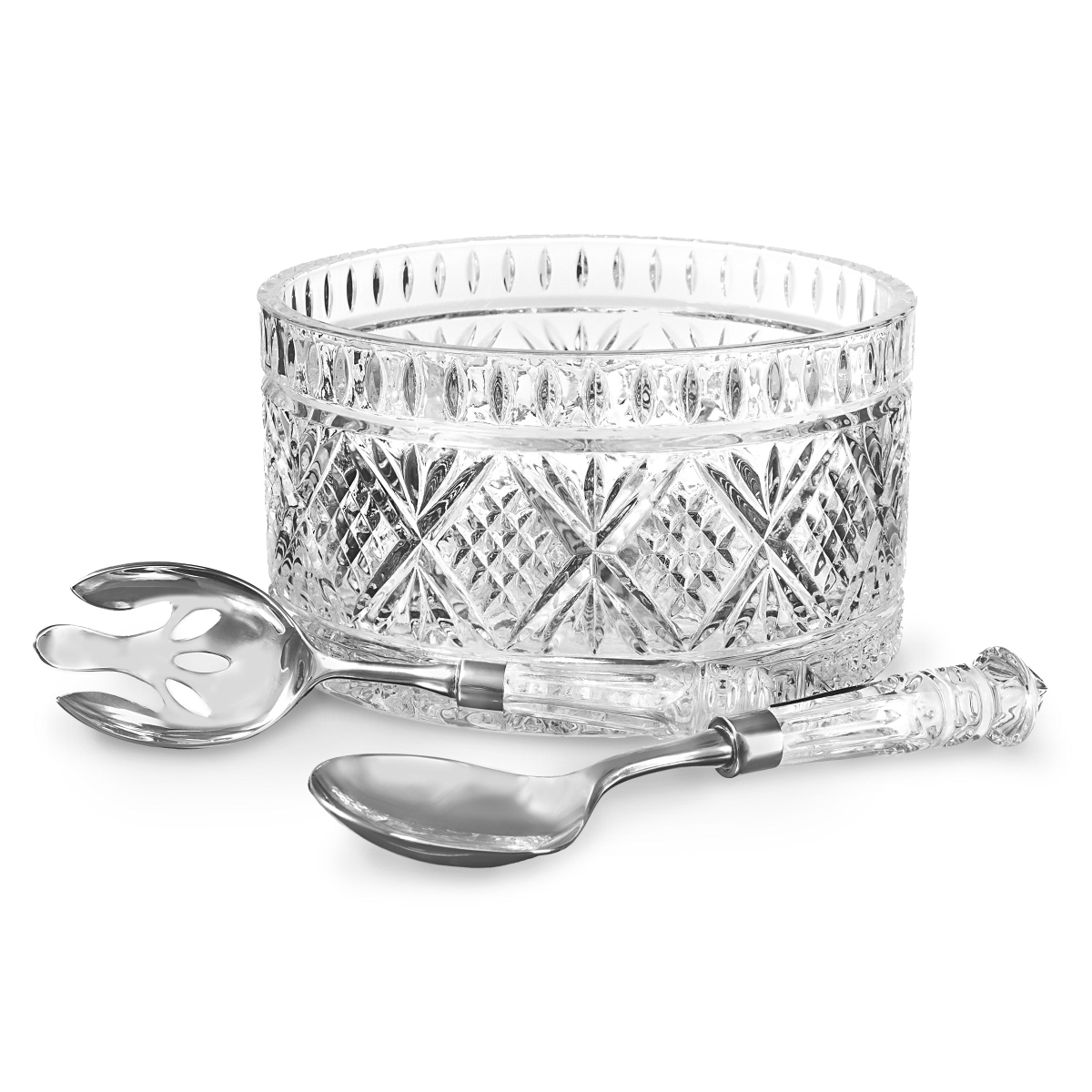 R5-25984 Dublin Crystal Salad Bowl with Server Set, Clear