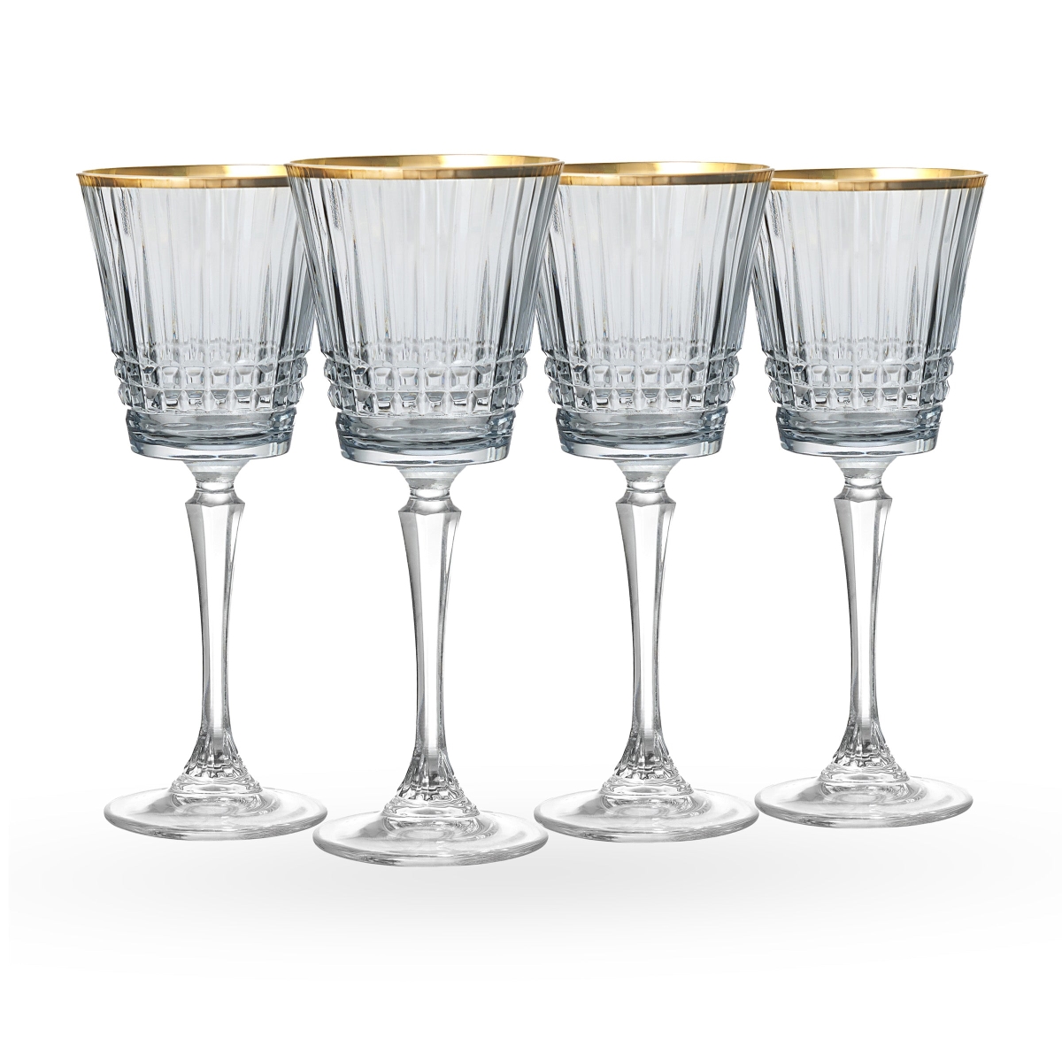29181 8.1 in. Cristine Rim Red Wine Glass, Clear, Smoke & Gold - 10 oz - Set of 4