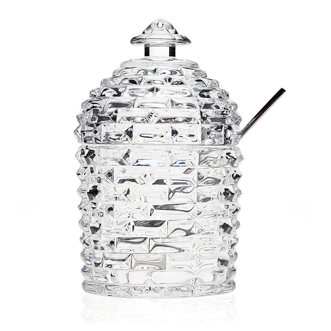 R8-38108 6 oz Bee Hive Honey Jar with Spoon, Clear & Stainless