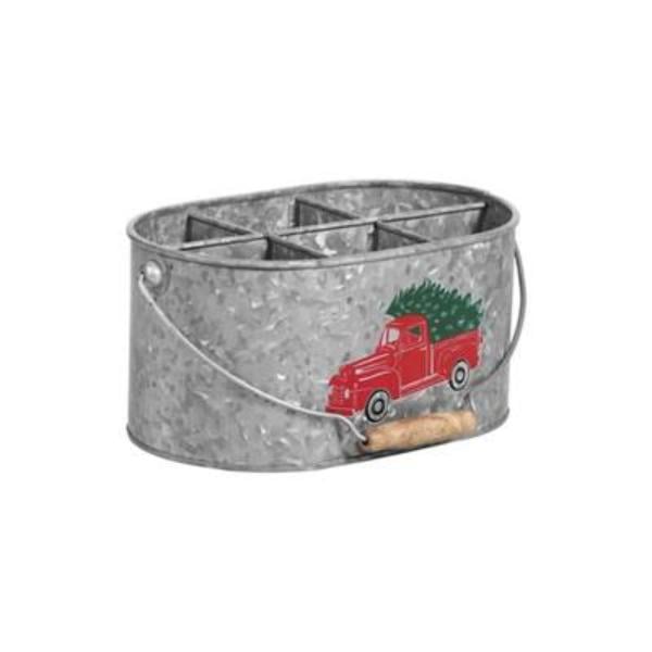 50512 Joyland Red Truck Metal Utensil Caddy with Handle