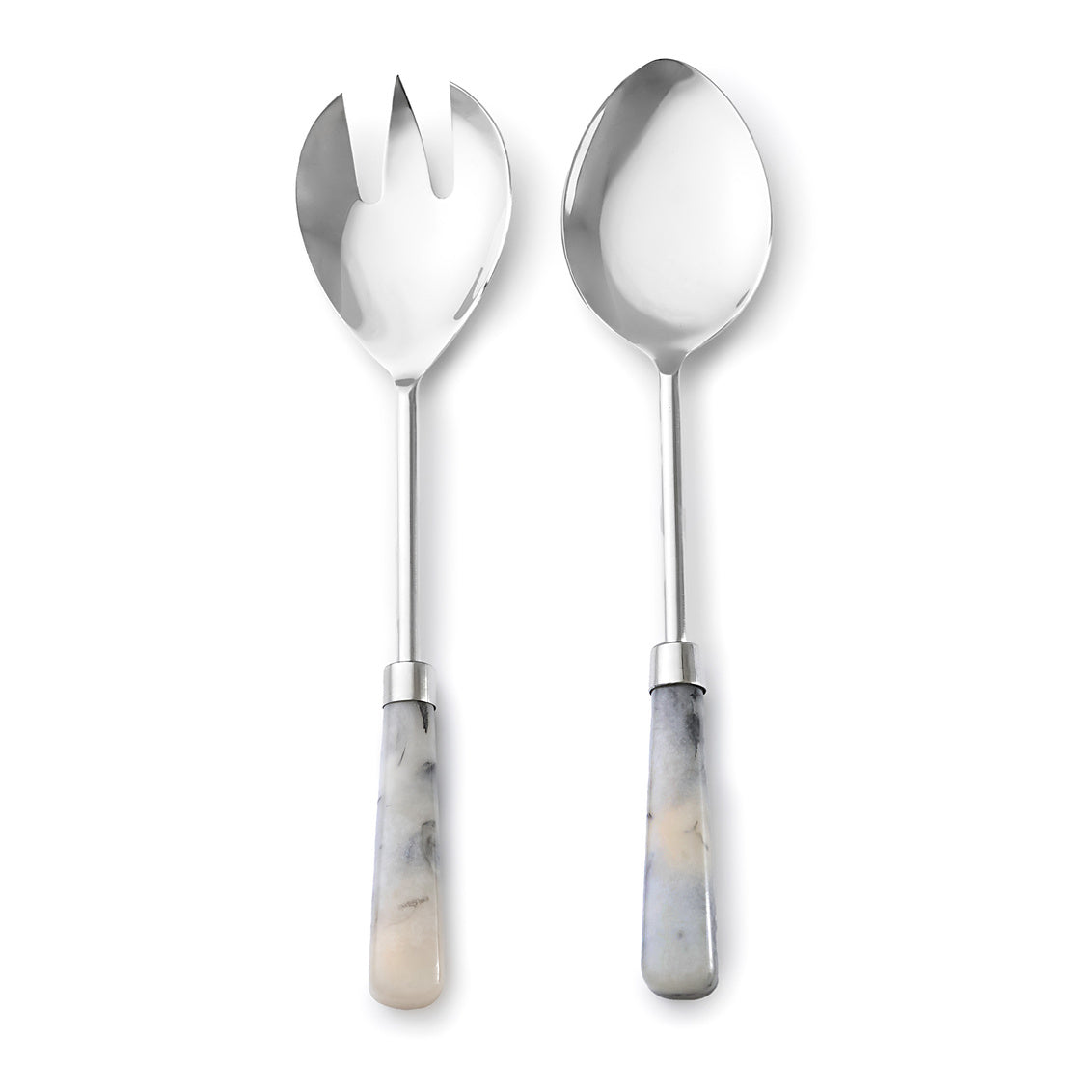 51201 Azure Gloss Limestone Resin Salad Server Set - Set of 2