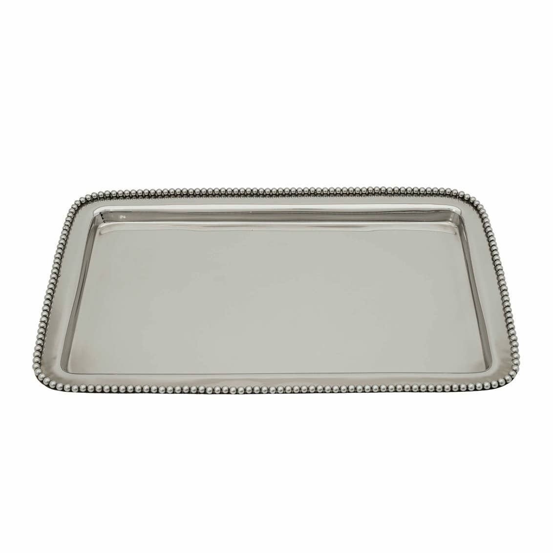 51319 18 x 12 in. Perles Rectangular Serving Tray, Silver
