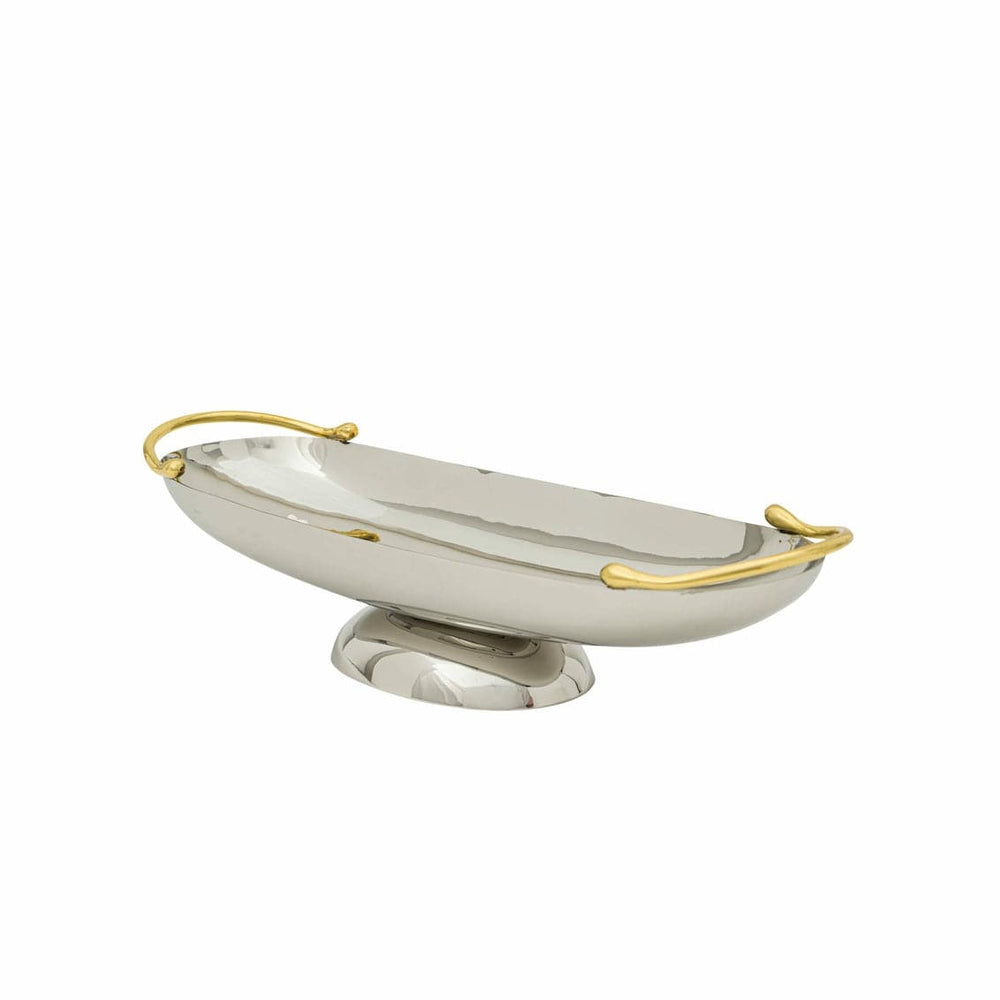 51326 Droplet Oval Dish with Base - Silver & Gold