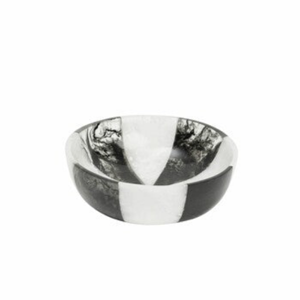 51345 6 in. Lucente Round Nut Bowl, Black & White