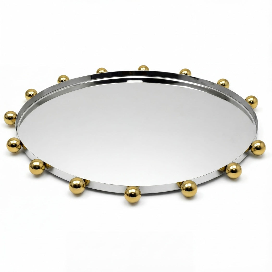 51410 Temari Round Serving Tray, Gold & Silver