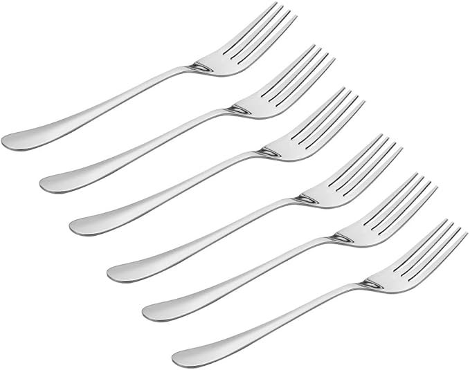 93540 Elegant Dinner & Pasta Serving Forks for Everyday Use, Silver - Set of 6