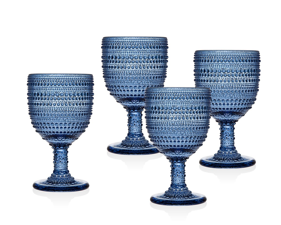 Picture of Godinger 48102 Lumina Goblet Glass, Blue - Set of 4