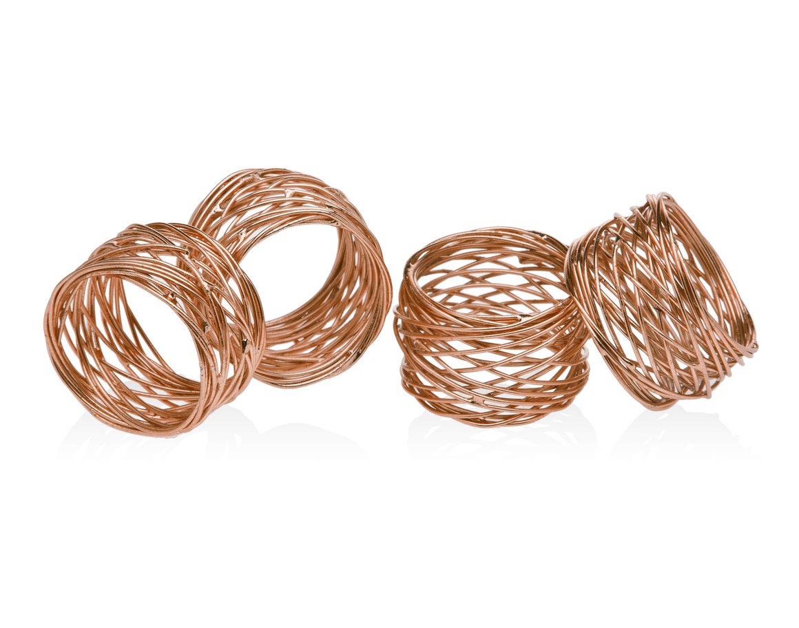 Copper Round Mesh Napkin Rings - Set of 4