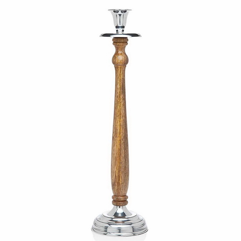 18 in. Wood & Metal Candelstick