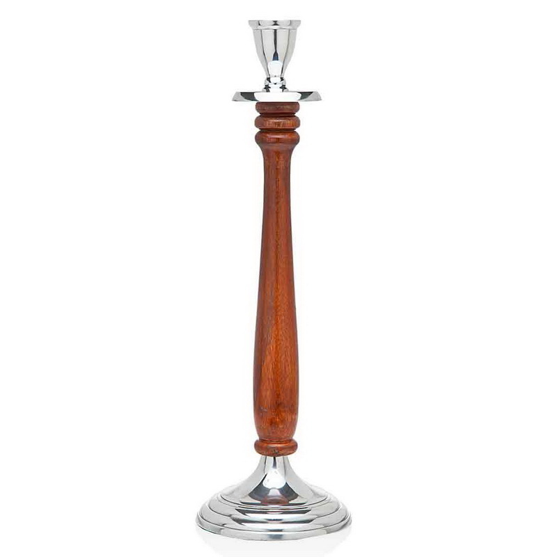 15 in. Wood & Metal Candelstick