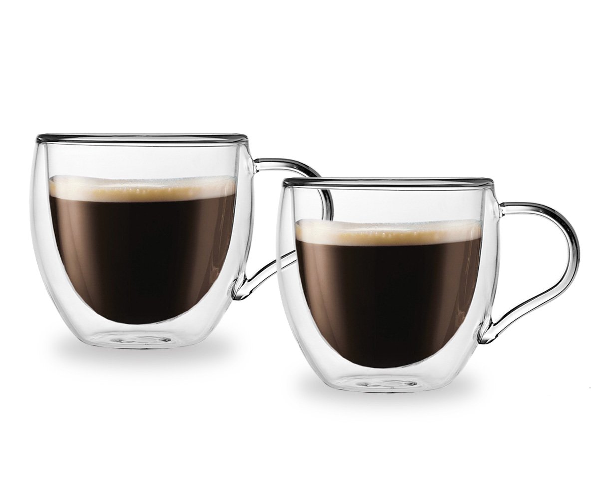 3 oz Espresso Glass Wall Coffee Mug  Clear - Set of 4