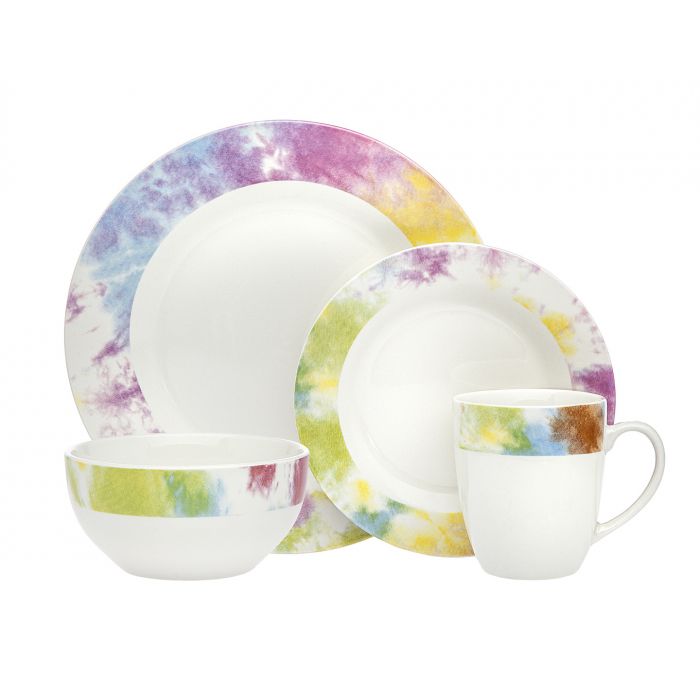 Picture of Godinger 70394 1 x 1 x 1 in. Tie Dye Dinnerware Set, Multi Color - 16 Piece