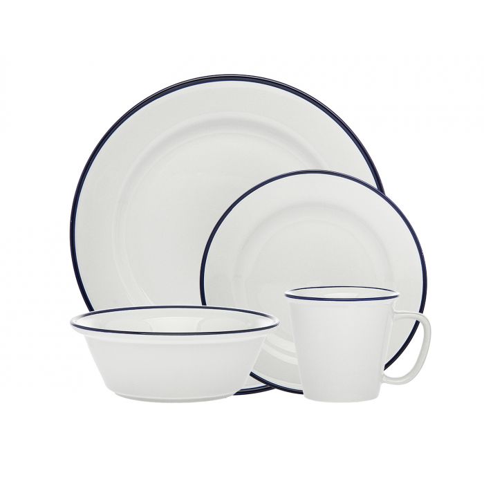 Picture of Godinger 70414 1 x 1 x 1 in. Bistro Band Porcelain Dinnerware Set, Blue - 16 Piece