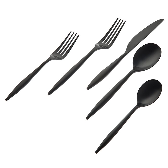 Picture of Godinger 84212 18-10 Milano Stainless Steel Flatware Set, Midnight - 20 Piece