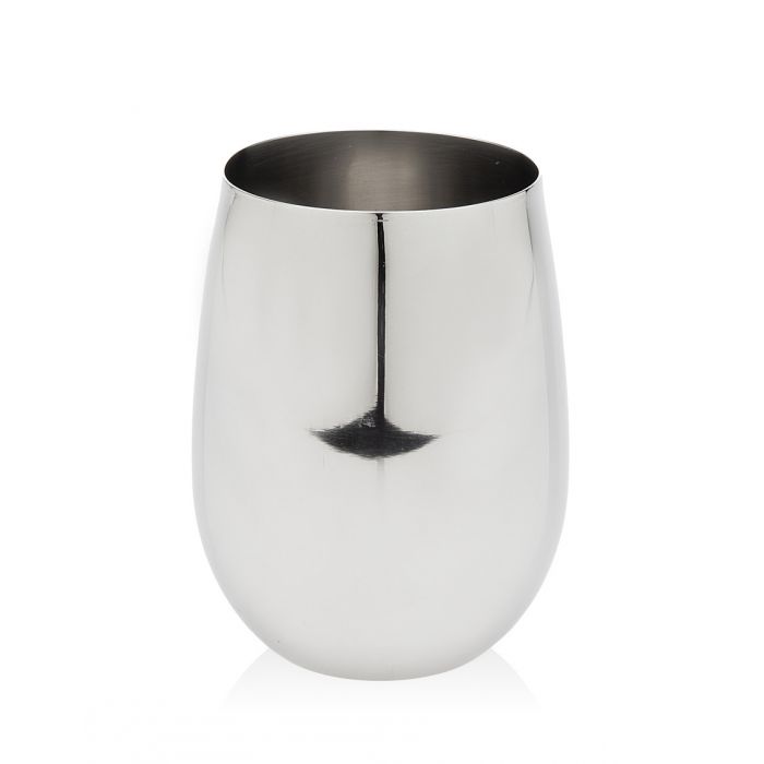 Godinger Stemless Silver Hammered Wine Goblet-Shiny !6oz