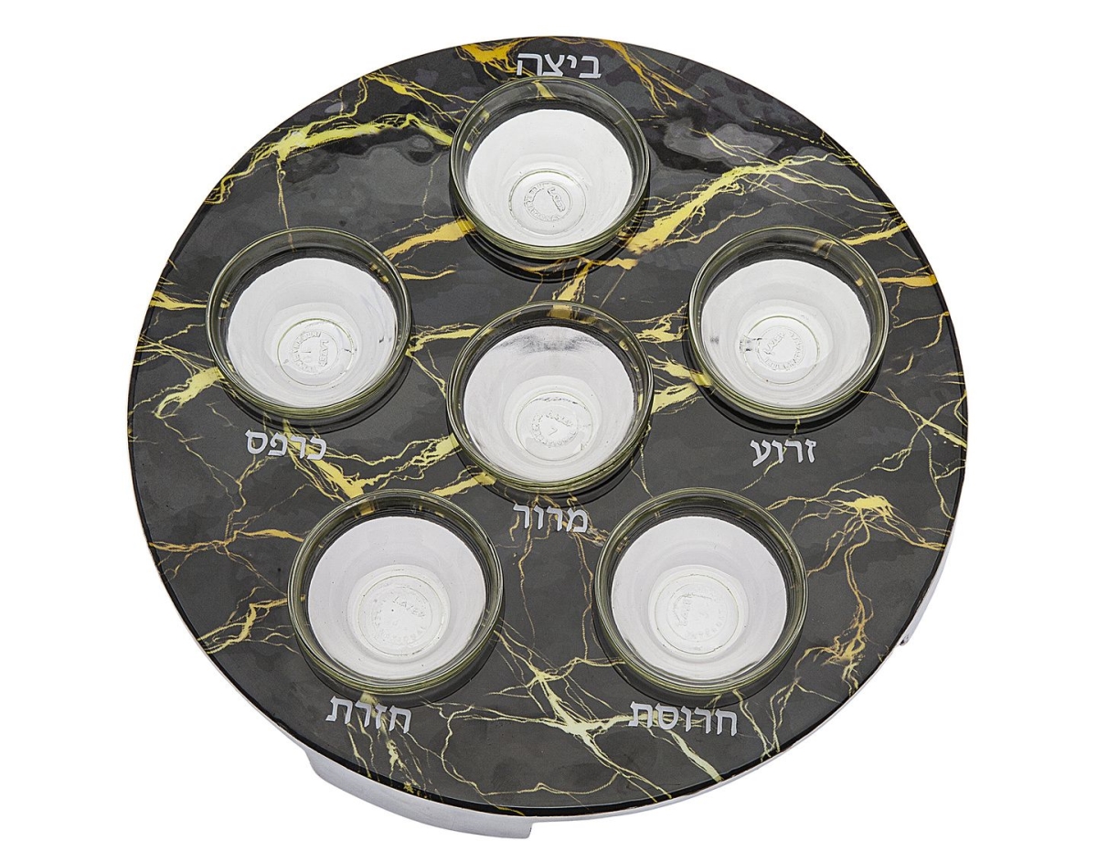 Decal Seder Plate, Black Marble