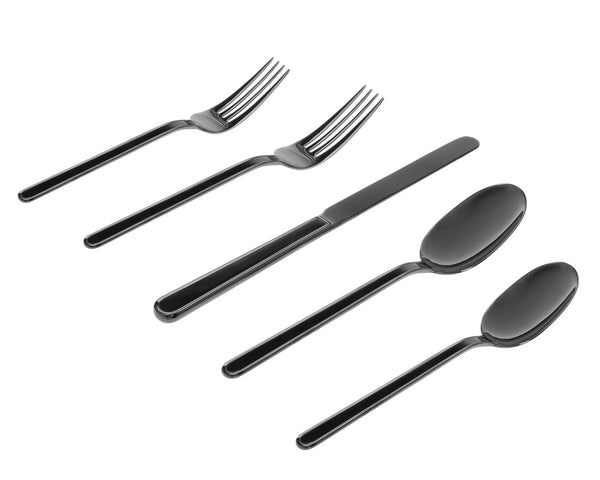 Picture of Godinger 84197 Rail 18-10 Stainless Steel Flatware Set, Graphite - 20 Piece