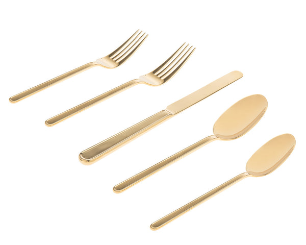 Picture of Godinger 84198 Rail 18-10 Stainless Steel Flatware Set, Gold - 20 Piece