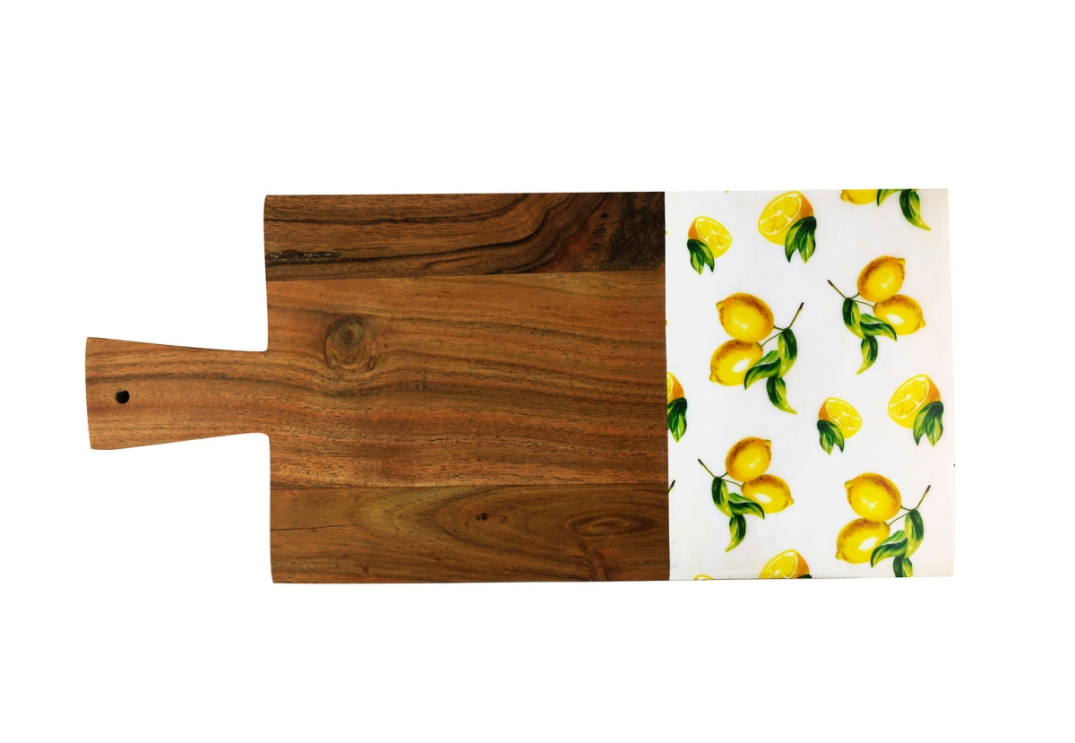 18 x 8 in. Wood Pad Board with Lemon Decal - Walnut, Yellow, Green & White