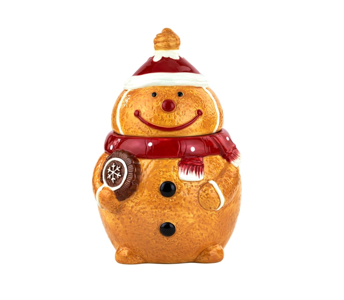 10 x 8 x 8 in. Gingerread Cookie Jar - Tan, Red, Black White, & Natural
