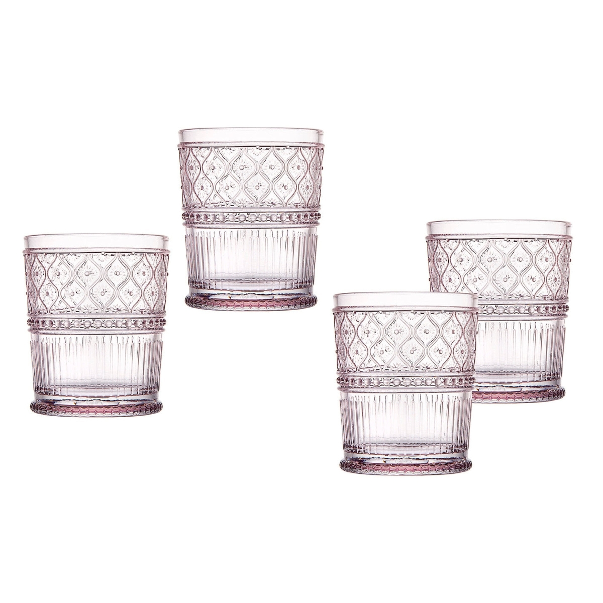 Picture of Godinger 27019 12 oz Claro Double Old Fashion Glass, Pink , Set of 4