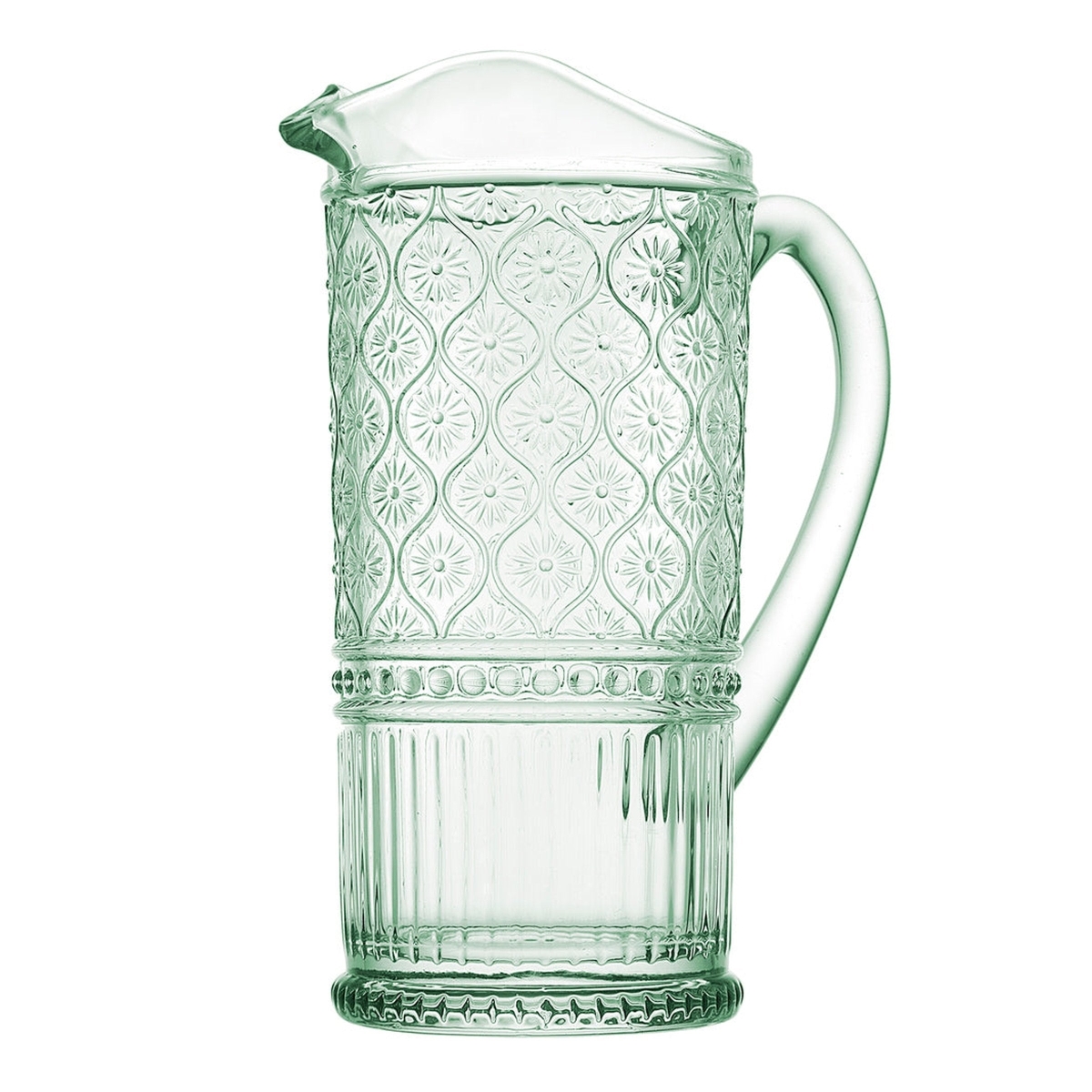 Claro Beverage Pitcher - Green - 33 oz - Elegant Embossed Design