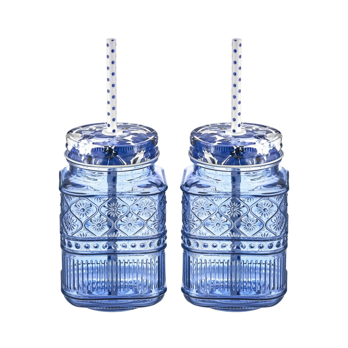 16 oz Claro Mason Jars - Blue - Set of 2