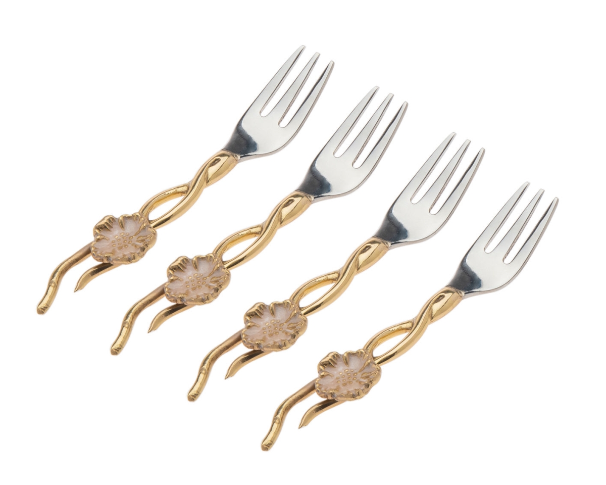 Hellobore Dessert Forks - Stainless, Yellow, White, & Gold - Set of 4