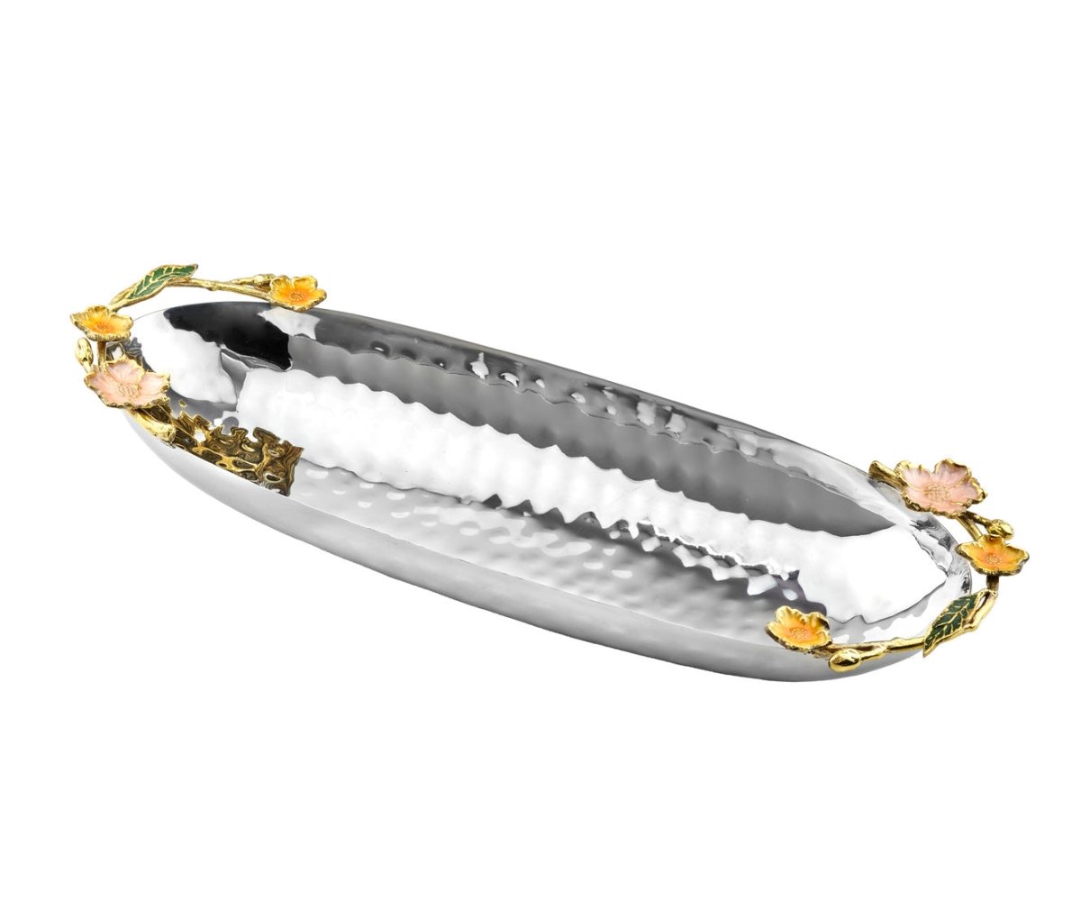 Picture of Godinger 33867 Hellobore Oval Dish with Handles - Stainless&#44; Yellow&#44; White&#44; Green&#44; & Gold