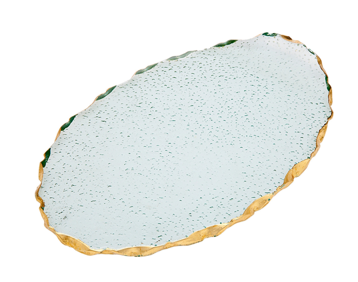 10 in. Harper Bend Oval Tray - Clear & Gold