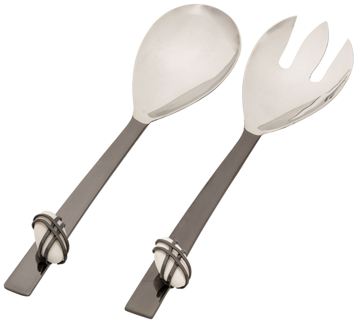 Picture of Godinger 50840 Black & White Midnight Pebble Salad Servers&#44; Set of 2