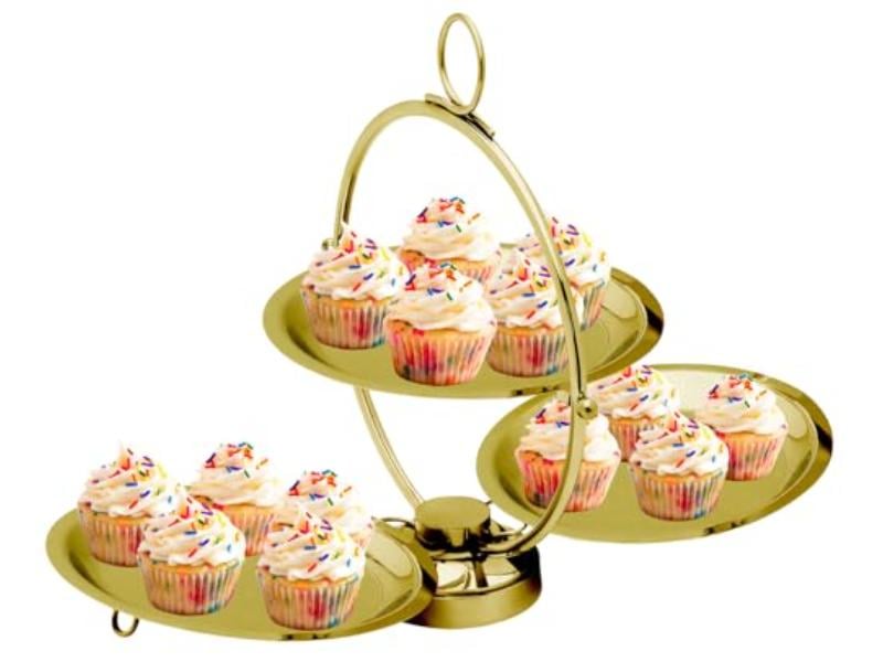 Round Foldable 3 Tier, Pastry Stand, Dessert Stand & Cupcake Stand for Parties, Birthdays & Wedding, Gold