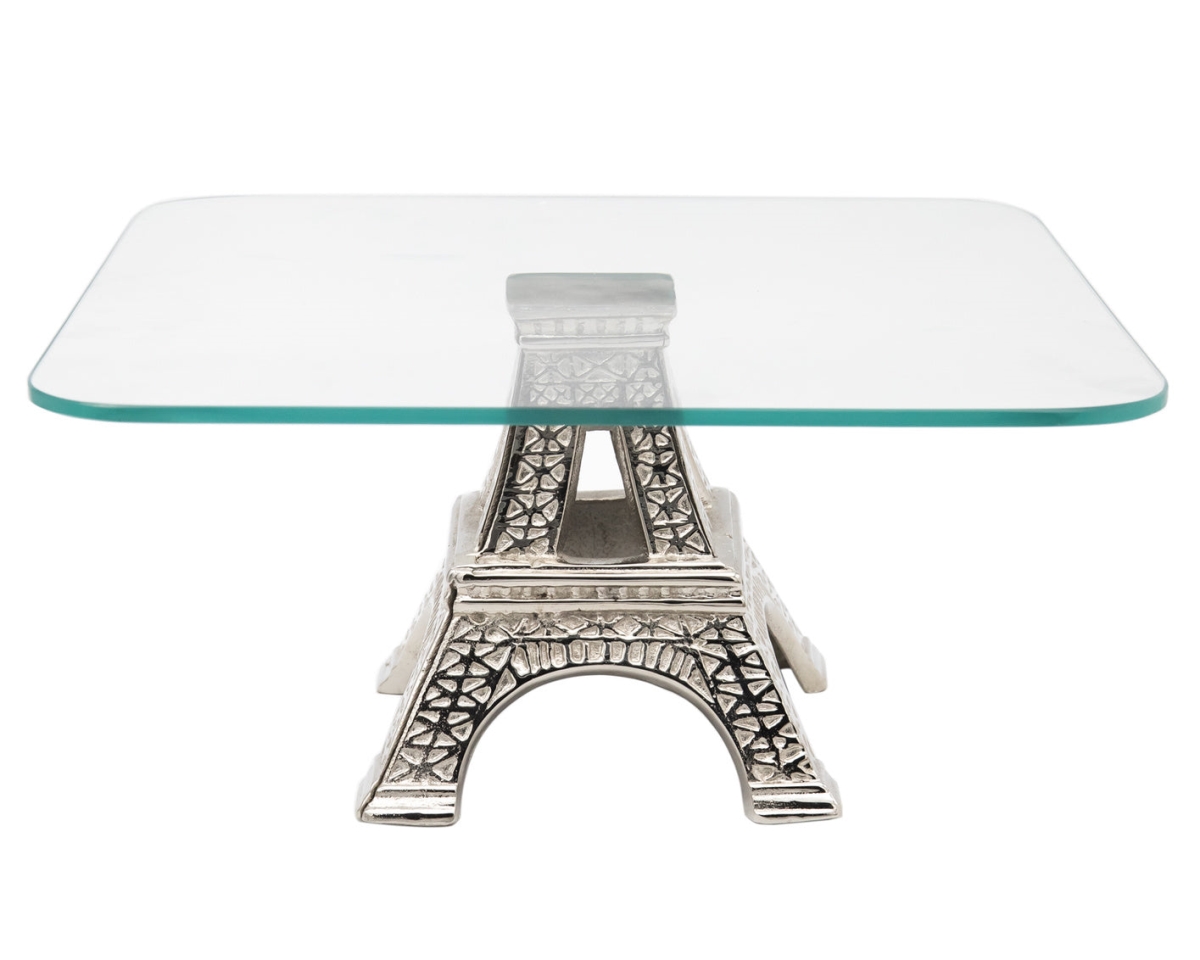Picture of Godinger 56530 Eiffel Tower Cake Plate - Stainless & Clear