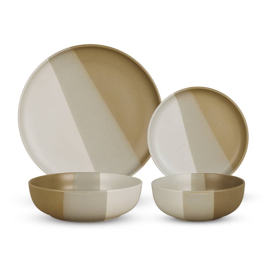73011 Piermont Sto are Natural Dinnerware Set, White, Tan & Beige - 12 Piece