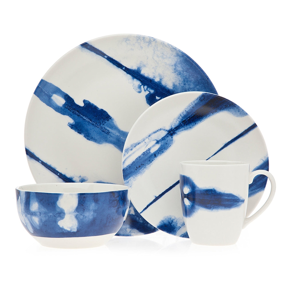 Cielo Porcelain Dinnerware Set - White & Blue - 16 Piece