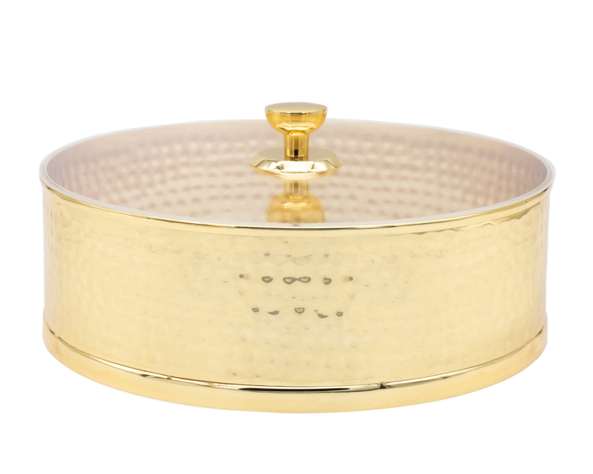 Picture of Godinger 96490 Hammered Gold Stainless Matzah Storage - Gold & Clear