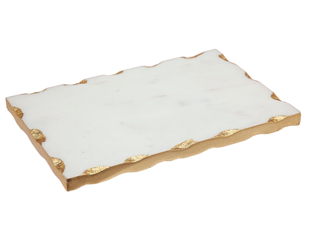 9 x 6 in. White Marble Gold Edge Cheese Board