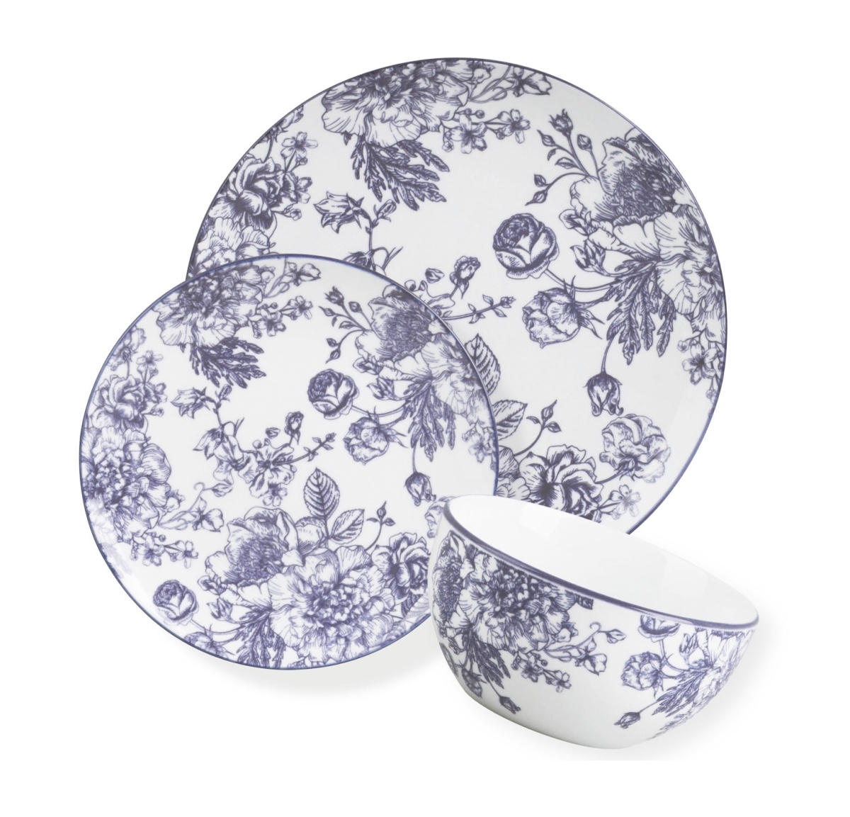 73009 Banbury Dinnerware Set, Grey - 12 Piece