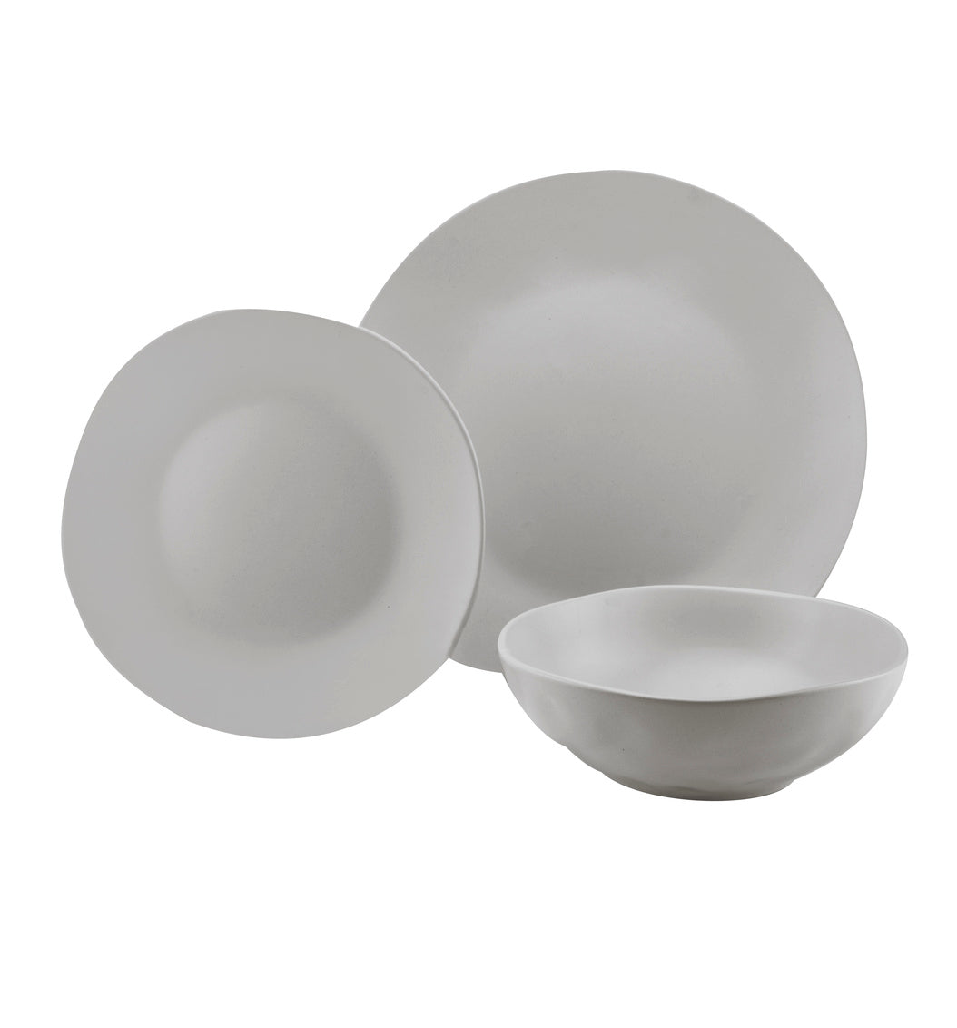 87464 Aspero Stoneware Dinnerware Set, White - 12 Piece