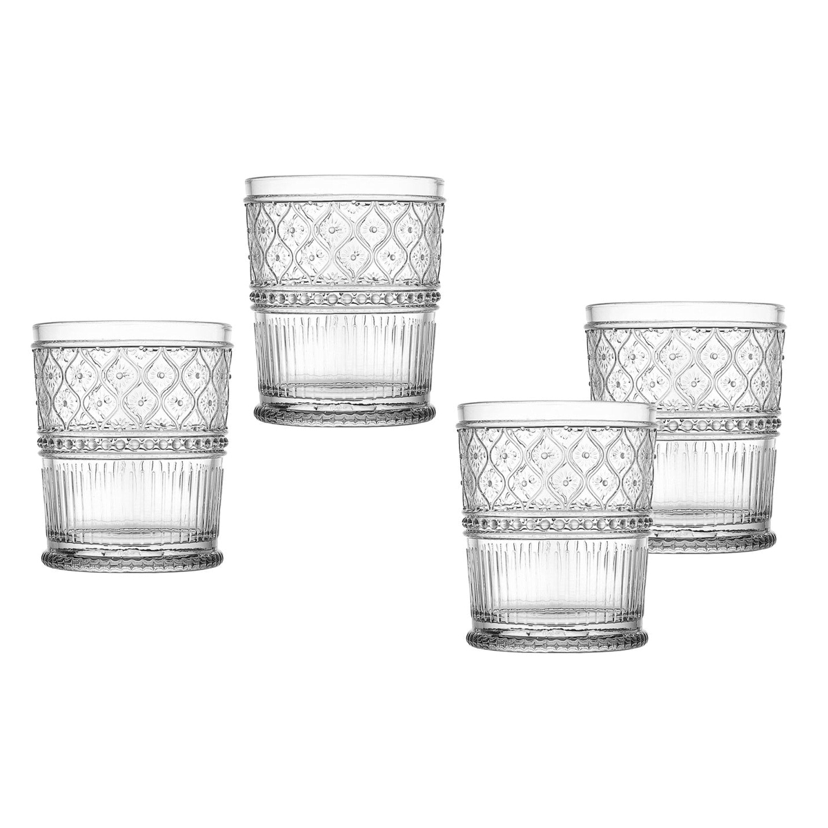 12 oz Claro Double Old Fashioned Glasses, Clear - Set of 4