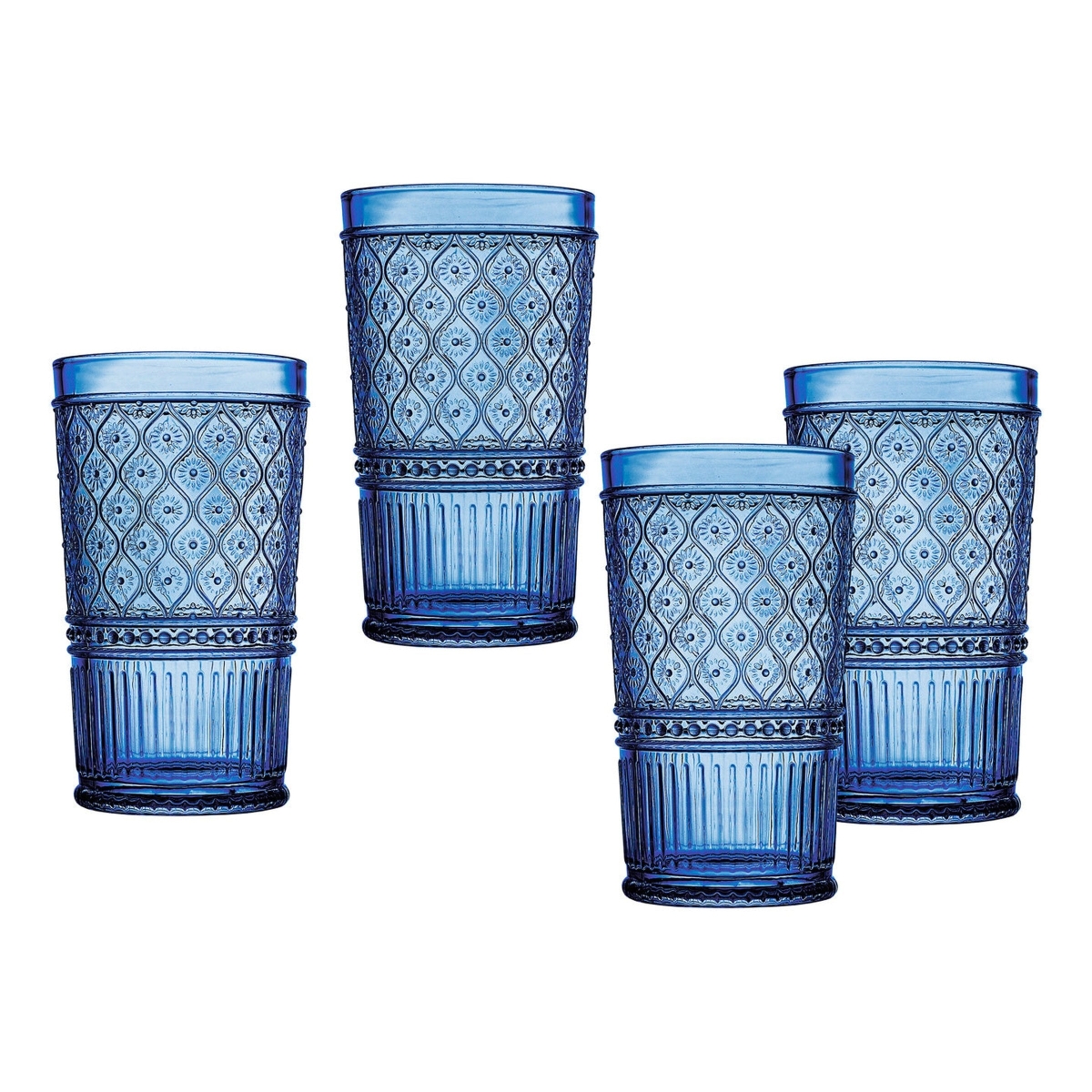 17 oz Claro Highball Glassware, Blue - Set of 4