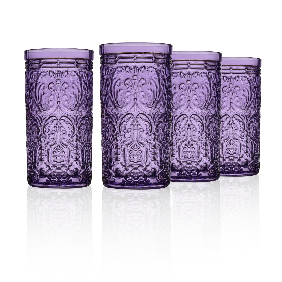 Jax Highball Beverage Glass Cup, Grape - Set of 4