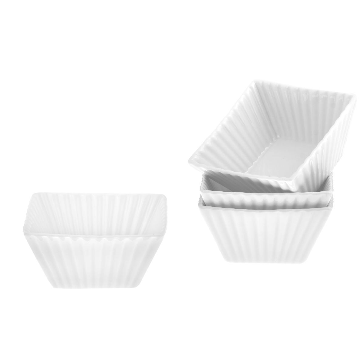 3 in. Lil Munch Square Fold Ramekin, Off White - Set of 4