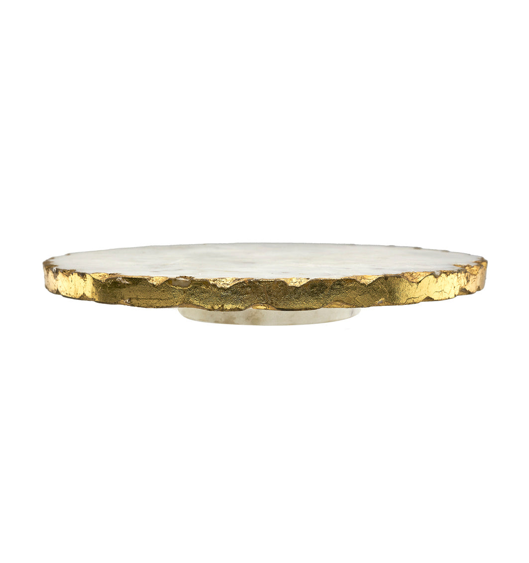 50654 Marble Lazy Susan, White & Gold - Small -  Godinger