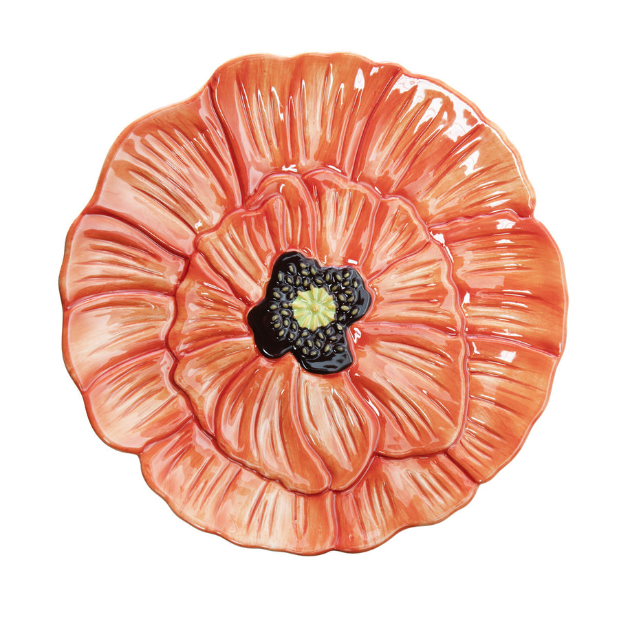 Poppy Flower Appetizer Plate, Red