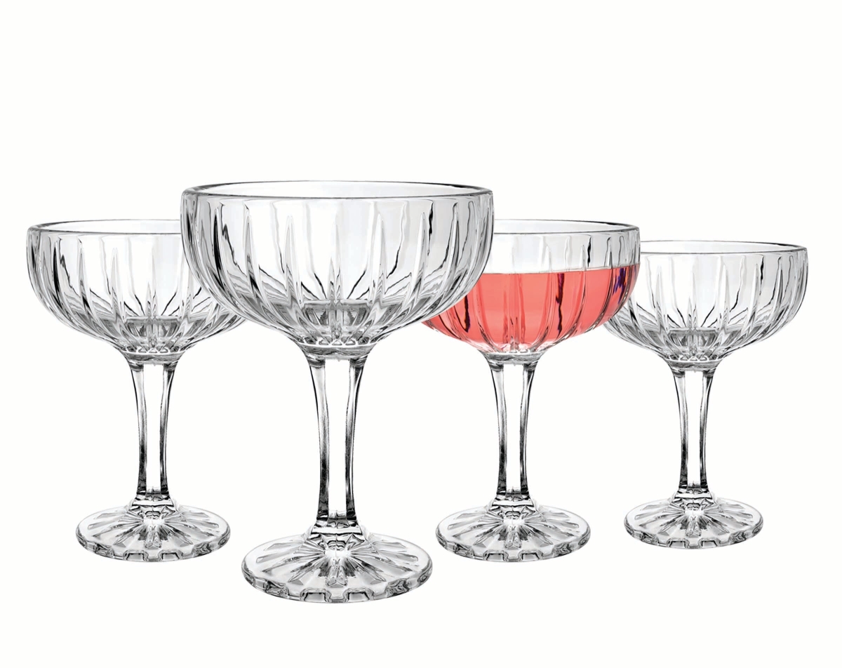 8 oz Semi-Handmade Crystal Parallel Coupe, Clear - Set of 4