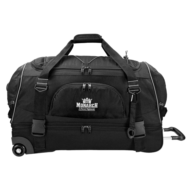 80330K 30 in. Drop Bottom Rolling Duffel Bag, Black