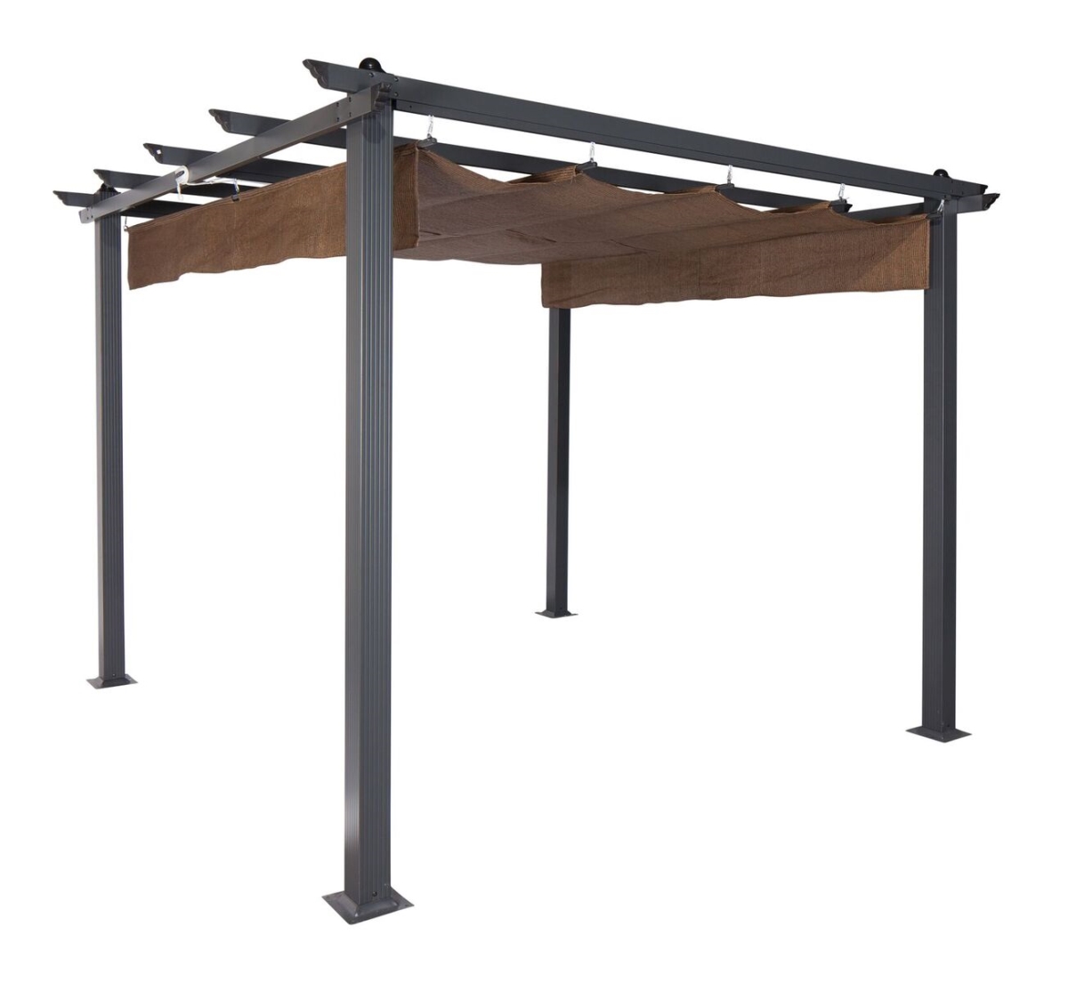 Aurora Pergola Design Gazebo with Retractable Canopy Shades, Mocha