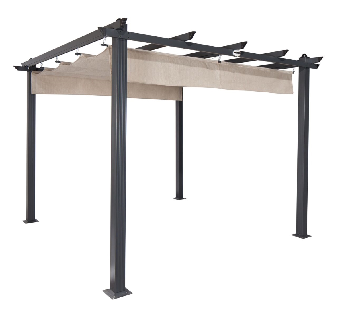 Aurora Pergola Design Gazebo with Retractable Canopy Shades, Smoke