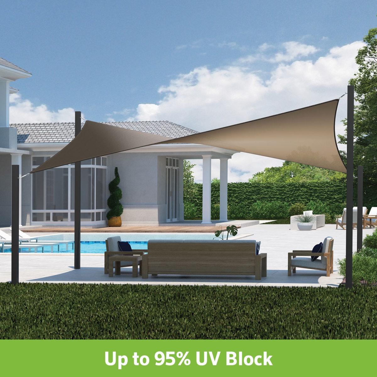 12 x 8 ft. Dual Shade Square Sail Kit, Cobblestone